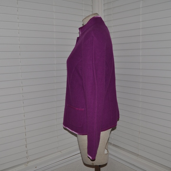 'FINAL'  TALBOTS Merino Wool Velvet Trim Cardigan - Picture 4 of 8